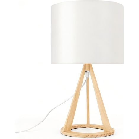 Lampe de table trépied nordique en bois, ampoule non incluse, douille E27, éclairage d'ambiance pour chambre (1/2)