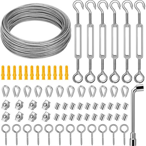 Kit câble acier 35m 2mm acier inoxydable tuteur treillis tendeur pince pour maison et utilisation (1/5)