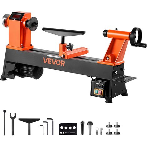 Tour à Bois Établi 30,4 x 46,5 cm Tour à Bois Électrique, 750 W, avec Vitesse Variable 150-3800 tr/min, Moteur CC sans Balais, Corps en Fonte, pour Tournage de Petits Objets Débutants Bricoleurs (1/5)