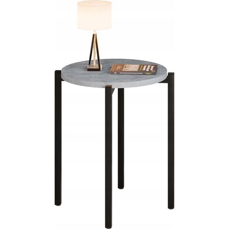 Comodino rotondo in metallo nero, 35x35x46 cm. (1/5)