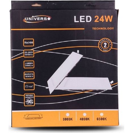 TrAdE Shop Traesio - Pannello Led Slim 24w Incasso Quadrato Luce Bianco Caldo Freddo Naturale P285aq - -Bianco Caldo - (1/2)