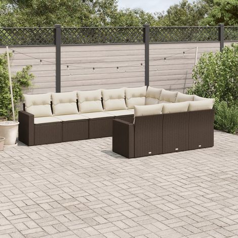 Salon de jardin modulable 10 pièces en résine tressée marron avec coffres de rangement, 85kg - PANGIVO (1/3)