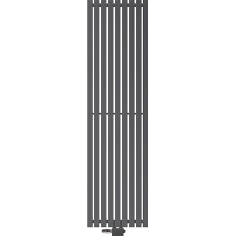 ECD Germany Stella Design Paneelheizkörper Mittelanschluss 480x1800 mm Anthrazit Anschlussgarnitur Thermostat Universal Eck- und Durchgangsform Flach Einlagig Vertikal Heizkörper Badheizkörper Heizung
