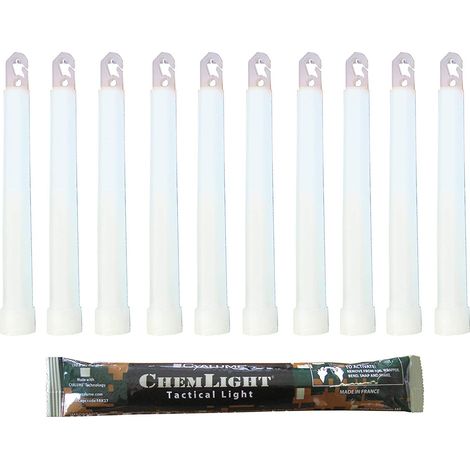 Cyalume - Bastone luminoso Kit di Sopravvivenza Materiale Militare - ChemLight Lightsticks 15 cm - Bianco - Light Sticks Luminoso - Durata 8 ore - Scatola da 20 - Nato ed esercito francese - Made in (1/4)