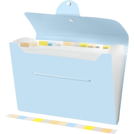 CCYKXA13 Compartiments A4 Rangement Documents Papier Administratif,Convient à la Maison,à l'École et au Bureau Accordéon Pochette Extensible pour Bleu clair (1/5)