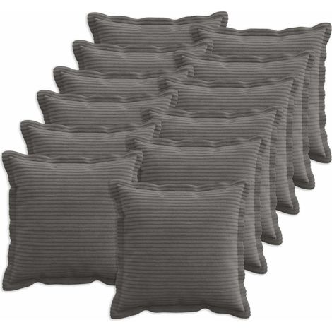 Funda de almohada 12 uds. HOUTEN Gris oscuro 40 x 40 cm pana vidaXL