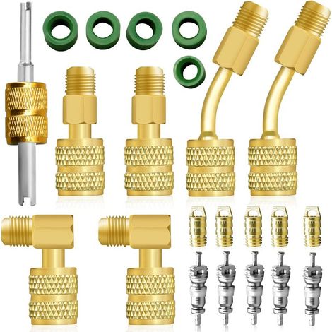 Kit Adaptateur R410A, Adaptateur Fendu 5/16 à 1/4, raccord Adaptateur de Tuyau réfrigérant R410A, extracteur de Noyau de Valve, Pompe à Vide Fendue (1/5)