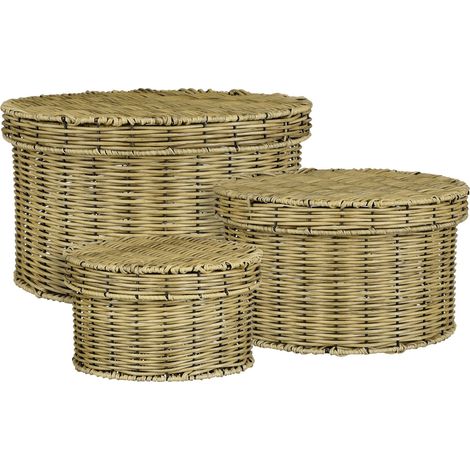 Mica Decorations Aufbewahrungskorb Liam Ø 44 x 26 cm braun 3 Stück Korbset