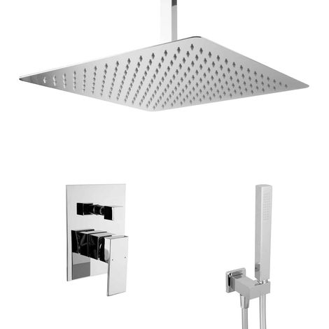 Ensemble de douche à encastrer PaulGurkes avec douche pluie carrée en acier inoxydable de 40 cm (1/5)
