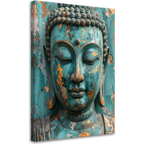 Tableau déco Bouddha turquoise Méditation Zen Spa 60x90 (1/4)