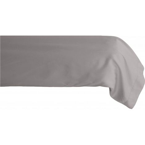 Taie de traversin percale pur coton peigné longues fibres 80 fils/cm² Vent du sud - Cendre - 43 x 195 cm
