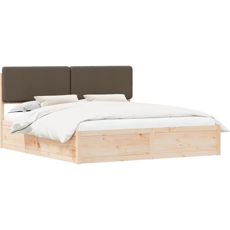 Bed Frame with Upholstered Headboard Taupe 180 x 200 cm vidaXL