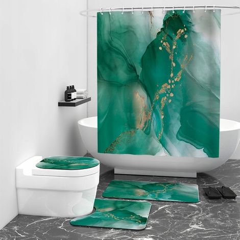 Duschvorhang, digital bedrucktes Polyester, Marmoroptik, 180 x 200 cm