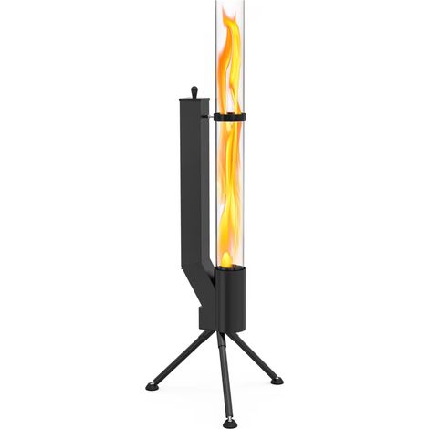 Albatros Pelletfackel Schwarz mit Glasrohr – Rocket Stove Terrassenofen, Outdoor Feuerstelle ohne Strom, bis 120 Min Brenndauer (1/5)