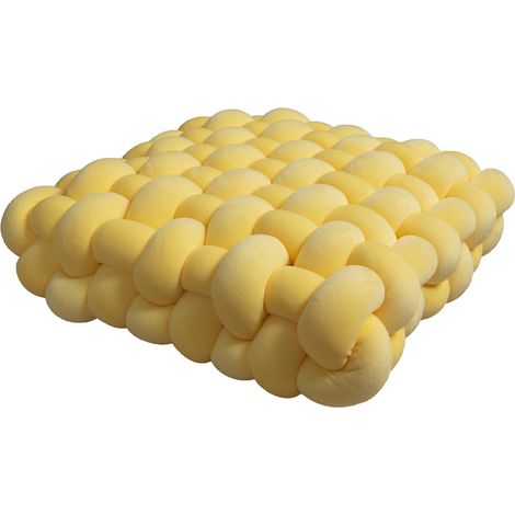 Coussin Nœud Carré - Décor Intérieur Main - 30 x 30 x 6 cm - Tissu Peluche - Pour Canapé Chaise Lit - 1 Pièce (1/5)