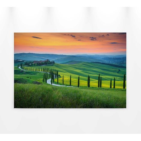 Tableau style méditerranéen pour déco salon | Tableau paysage italien idéal pour couloir | Tableau paysage Toscane coucher de soleil 0,9 x 0,6 m (1/5)