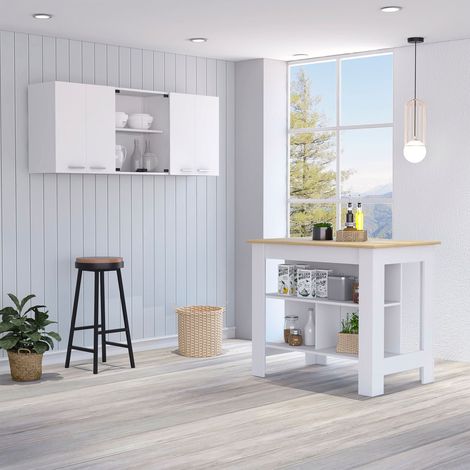 Conjunto Norfolk de Cocina, Isla de Cocina + Mueble de Pared para Cocina (1/5)