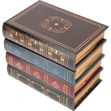 Fake Book - Vintage - Cardboard - Burgundy Navy - Decorative Shelf - 15.9 X 20 Cm - Set Of 2 (1/5)