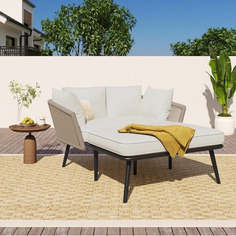 divano seduta relax esterno corda intrecciata khaki HAVRYA (1/5)