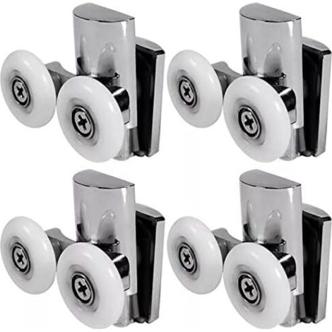 Roulette porte de douche 23 mm – Lot de 4 roulettes supérieures et inférieures – Alliage de zinc et nylon – Installation personnalisée (1/5)
