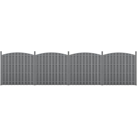 WPC Gartenzaun mit Rundbogen (165-185)x747 cm Grau [neu.holz]