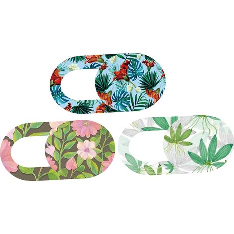 Cover Slide Cache-Objectif de Webcam 3 Pièces Motif Fleur pour Ordinateur Portable Tablette Smartphone, Protection Multi-Scènes Anti-Regards Indésirables, Curseur Fin et Léger (1/5)