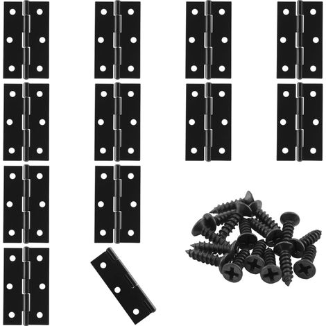 Packung mit 12 Murtenze 2,5" (6,35 cm) schwarzen Türscharnieren inklusive Befestigungsschrauben.