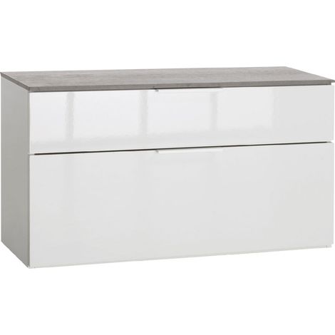 PANCA DOPPIO CASSETTO LINEA 'GALAVERNA' cm. 35 x 90 x h.50 - cemento/bianco  - COMPOSAD