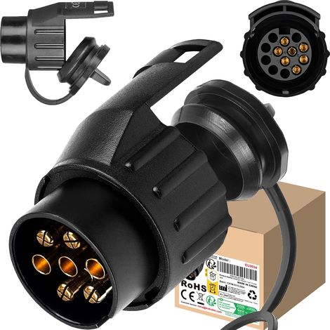 Adaptateur Prise remorque 7 vers 13 Broches, Adaptateur Prise attelage Universel, Adaptateur attelage 7 vers 13 Broches Couvercle de Parking, Porte-vélos, remorque Chevaux (1/5)