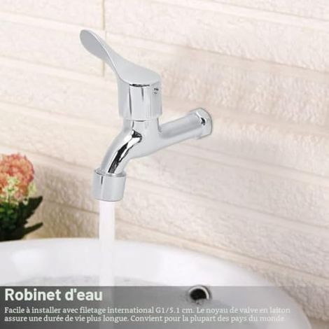 Robinet d'eau en alliage de Zinc G1/2in robinet de machine ¨¤ laver robinet d'eau mural pour cuisine de salle de bain ¨¤ domicile, chrom¨ (1/3)