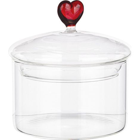 PORTACONFETTI VETRO CON CUORE ROSSO 3D DECORAZIONE IDEA REGALO ASTREA BIZZOTTO