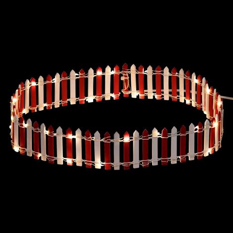 Accessoire Village de Noël "Barrière" 9cm Rouge & Blanc