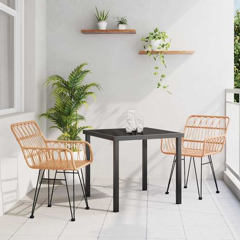 Garten Essgruppe 3 pcs Braun Pulverbeschichteter Stahl (1/5)