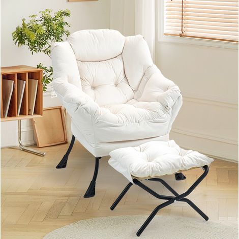 Fauteuil relax avec repose-pieds pliable métal OKMYHOME (1/4)