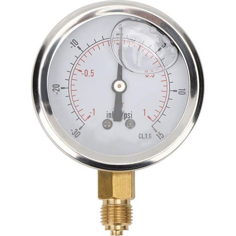 Y60 Manomètre à Montage Latéral à Vide Axial, Filetage Manomètre de Pression en Acier Inoxydable pour Eau, Air et Gaz Naturel (1/5)