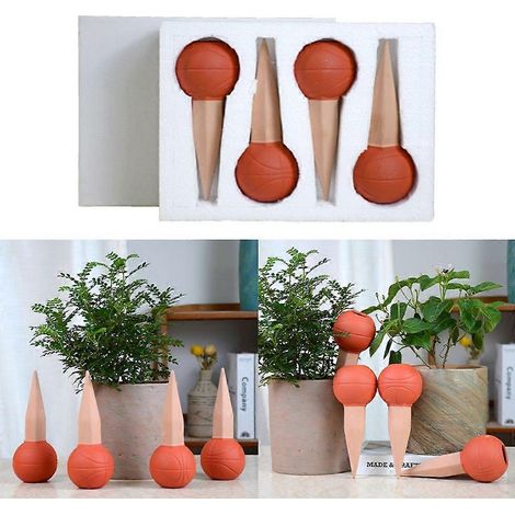 Lot de 4 tuteurs d'arrosage automatiques en céramique pour plantes (idéal pour les vacances) (1/4)