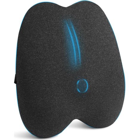 Ergonomic Memory Foam Lumbar Cushion, Relieves Lower Back Pain and Improves Posture, Back Support Cushion for Office Chair, Car, Removable Cover, Black (1/5)
