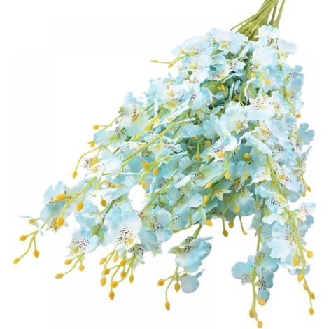 Cinq orchidées artificielles, imitations d'orchidées danseuses en soie, fleurs artificielles à longues tiges, idéales pour la maison, les mariages, les bureaux, les fêtes, la décoration intérieure et (1/4)