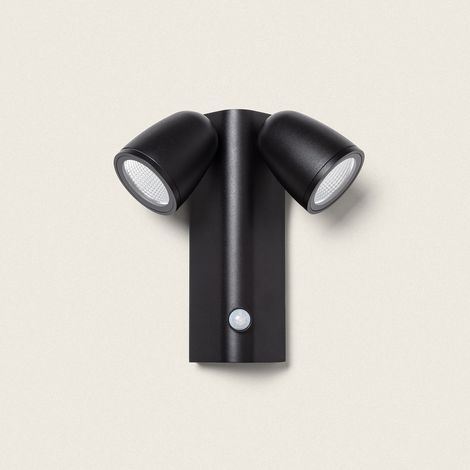 Applique Murale Extérieure LED 12W Aluminium avec Détecteur de Mouvement PIR Abel 2 Spots Noir