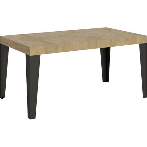 Table à manger extensible Flavio 2 rallonges fines 4 pieds 160 à 264 cm-Naturel-4 pieds-2 rallonges fines-160 à 264 cm (1/5)