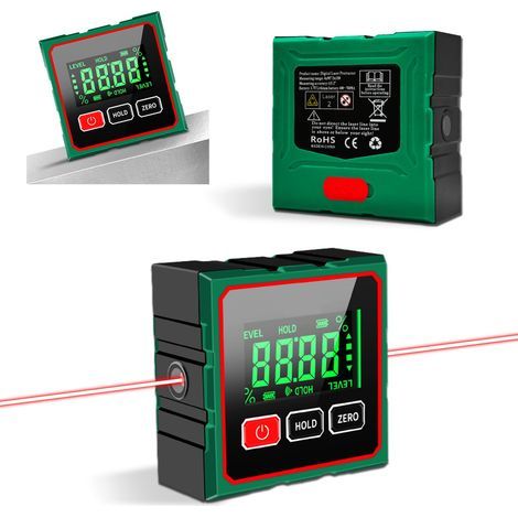 Niveau Electronique, Inclinomètre Numérique, avec Fonction Laser Écran LCD Étanche d'Angle Digital 4 Faces Magnétiques Niveau à Bulle pour Menuiserie Travail du Bois Construction (1/5)