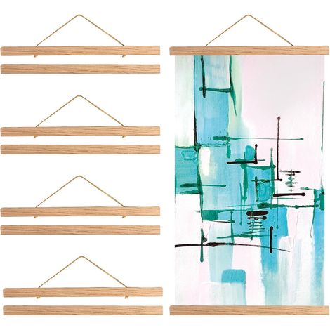 Set of 4 Magnetic Poster Holders 31 cm – Magnetic Poster Frames in Natural Wood – Magnetic Wooden Photo Frame for A3 Posters – Modern and Hanging Poster Holder (1/5)
