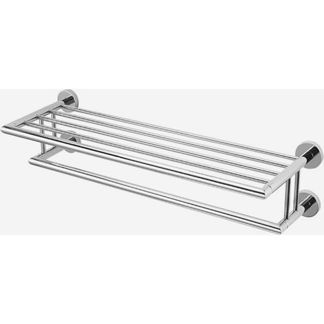 BATHBAZAAR - Etagère d'hôte et porte-serviette inox brillant 64,5 cm - Hôtel