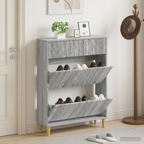 vidaXL Shoe Cabinet DELFT 78 x 24 x 103 cm Engineered Wood Grey Sonoma (1/5)