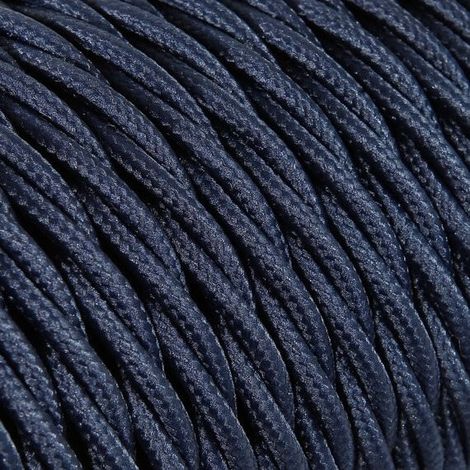 Câble Textile Torsadé Bleu Abysse 2x0.75mm² - Fil Electrique Tissu (1/3)