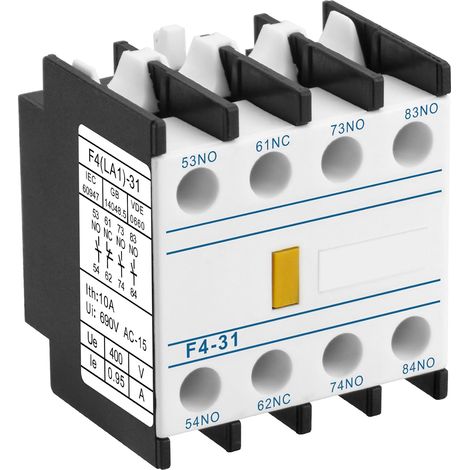 Blocs de contact auxiliaires pour contacteur AC, F4-31, 4 pôles, contacts 3NO 1NC, montage avant, connexion à vis, compatible avec les contacteurs AC série CJX2 (1/5)