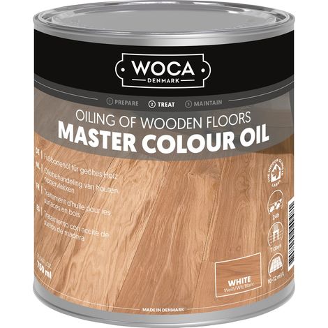 Woca Meister Colour Öl - 2in1 Farbe und Schutz zur Holzbodenpflege, weiß 0,75 Liter