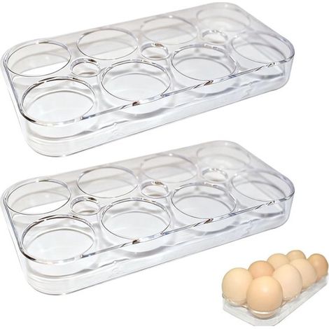 Soporte para huevos，2 piezas，soporte para huevos，rejilla para huevos，soporte para huevos para el refrigerador，Soporte para 16 huevos，Plástico (1/5)