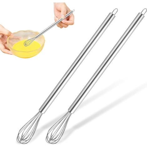 Lot de 2 mini fouet,Petit Fouet Cuisine avec poignée en Acier Inoxydable Fouet Cuisine pour Cuisine Accessoires Mélanger Fouetter Battre Faire Mousser et Remuer (1/5)