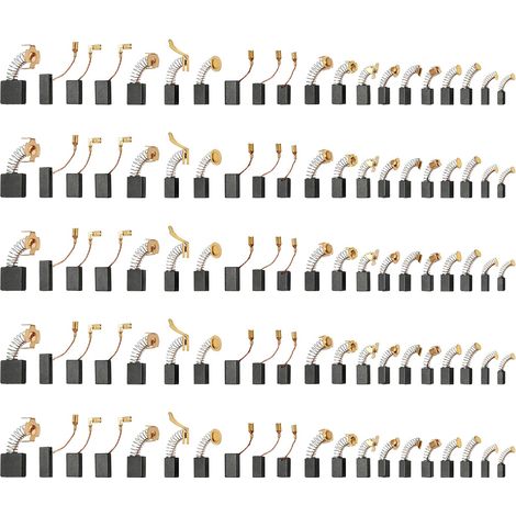 Assortiment de 100 balais de charbon universels, 20 tailles pour outils électriques, balais de charbon de rechange pour perceuse, meuleuse d'angle, scie circulaire et moteur électrique (1/5)